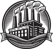 Illustration von ein Fabrik und Industrie Logo Design schwarz und Weiß vektor