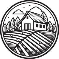 jordbruk och lantbruk logotyp design svart och vit illustration vektor