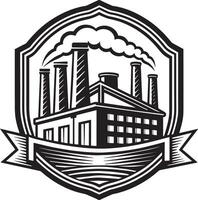 Illustration von ein Fabrik und Industrie Logo Design schwarz und Weiß vektor