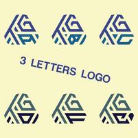 kreativ 3 Brief Logo Design, TGA, TGB, TGC, TGD, TGF, TGH, vektor