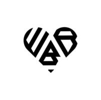 kreativ wbb Liebe Brief Logo Design vektor