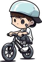 pojke i hjälm ridning en cykel på vit bakgrund. vektor