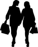 Silhouette von ein Frau mit ein Einkaufen Tasche. vektor