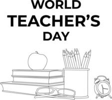 ett linje teckning värld lärarens dag vektor