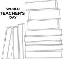 ett linje teckning värld lärarens dag vektor