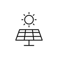 Solar- Panel Symbol. einfach Gliederung Stil. Photovoltaik, Sonne, Installation, Dach, Generator, Hitze, Sonnenlicht, verlängerbar Energie Konzept. dünn Linie Symbol. isoliert. vektor