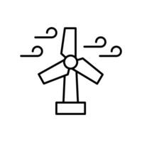 Wind Turbine Symbol. einfach Gliederung Stil. Wind Leistung, Generation, Solar, Anlage, Wasser, Fabrik, elektrisch, verlängerbar Energie Konzept. dünn Linie Symbol. isoliert. vektor