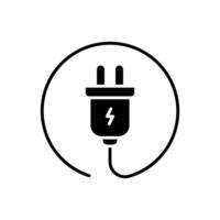 elektrisch Stecker Symbol. einfach solide Stil. elektrisch Steckdose, Leistung, verbinden, Kabel, Elektro, Elektriker, Kabel, Kabel, Energie Konzept. Silhouette, Glyphe Symbol. isoliert. vektor