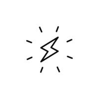 blixt- bult ikon. enkel översikt stil. elektricitet, blixt, åska, gnista, chock, ljus, kraft, blixt, energi begrepp. tunn linje symbol. isolerat. vektor