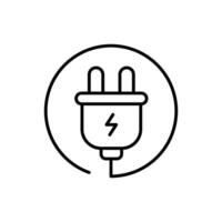 elektrisk plugg ikon. enkel översikt stil. elektrisk uttag, kraft, ansluta, sladd, elektro, elektriker, kabel, tråd, energi begrepp. tunn linje symbol. isolerat. vektor