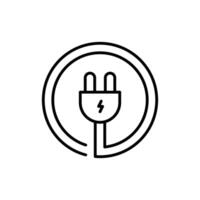 elektrisch Stecker Symbol. einfach Gliederung Stil. elektrisch Steckdose, Leistung, verbinden, Kabel, Elektro, Elektriker, Kabel, Kabel, Energie Konzept. dünn Linie Symbol. isoliert. vektor