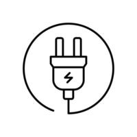 elektrisk plugg ikon. enkel översikt stil. elektrisk uttag, kraft, ansluta, sladd, elektro, elektriker, kabel, tråd, energi begrepp. tunn linje symbol. isolerat. vektor