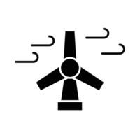 Wind Turbine Symbol. einfach solide Stil. Wind Leistung, Generation, Solar, Anlage, Wasser, Fabrik, elektrisch, verlängerbar Energie Konzept. Silhouette, Glyphe Symbol. isoliert. vektor