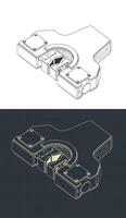 borrning rigg hydraulisk klämma isometrisk ritningar vektor