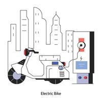 trendig elektrisk cykel vektor