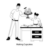 modisch Herstellung Cupcakes vektor