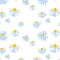 vår bakgrund äng daisy sömlös sommar mönster blomning vild blomma frodig lövverk prydnad omslag tyg tapet textil- mosaik- vektor