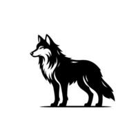 Wolf Illustration. Hand gezeichnet Linie Stil Wolf Design vektor