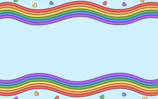 Regenbogen bunt Hintergrund mit Herzen zum Stolz Monat Konzept, minimal, eben Symbol Design vektor