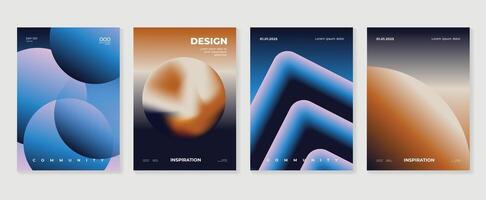 abstrakt Gradient Poster Hintergrund Satz. minimalistisch Stil Startseite Vorlage mit beschwingt Perspektive 3d geometrisch Prisma Formen Sammlung. Ideal Design zum Sozial Medien, Abdeckung, Banner, Flyer. vektor