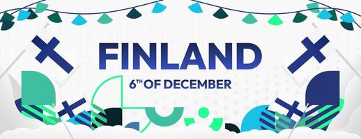 Finnland Unabhängigkeit Tag Banner im geometrisch Stil. bunt modern Gruß Karte zum National Tag von Finnland im Dezember. Design Hintergrund zum feiern National Urlaub vektor