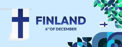 finland oberoende dag baner i geometrisk stil. färgrik modern hälsning kort för nationell dag av finland i december. design bakgrund för fira nationell Semester vektor