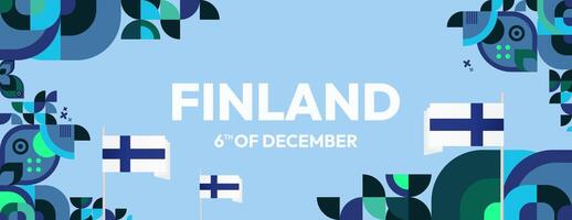 Finnland Unabhängigkeit Tag Banner im geometrisch Stil. bunt modern Gruß Karte zum National Tag von Finnland im Dezember. Design Hintergrund zum feiern National Urlaub vektor