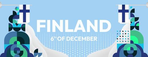 Finnland Unabhängigkeit Tag Banner im geometrisch Stil. bunt modern Gruß Karte zum National Tag von Finnland im Dezember. Design Hintergrund zum feiern National Urlaub vektor