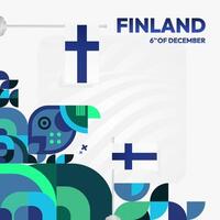 finland oberoende dag fyrkant baner i geometrisk stil. färgrik modern hälsning kort för nationell dag av finland i december. design bakgrund för fira nationell Semester vektor