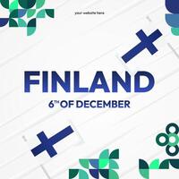 finland oberoende dag fyrkant baner i geometrisk stil. färgrik modern hälsning kort för nationell dag av finland i december. design bakgrund för fira nationell Semester vektor