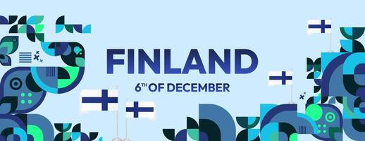 Finnland Unabhängigkeit Tag Banner im geometrisch Stil. bunt modern Gruß Karte zum National Tag von Finnland im Dezember. Design Hintergrund zum feiern National Urlaub vektor