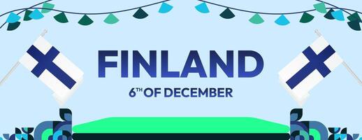 finland oberoende dag baner i geometrisk stil. färgrik modern hälsning kort för nationell dag av finland i december. design bakgrund för fira nationell Semester vektor