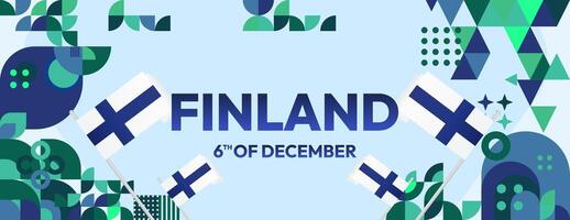 Finnland Unabhängigkeit Tag Banner im geometrisch Stil. bunt modern Gruß Karte zum National Tag von Finnland im Dezember. Design Hintergrund zum feiern National Urlaub vektor