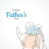 glücklich Vaters Tag mit Papa und Kind Hand gezeichnet Illustration, glücklich Vaters Tag einer Linie Illustration vektor