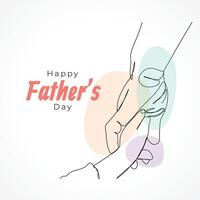 Lycklig fars dag förälder och barn innehav hand illustration, ett linje teckning illustration vektor