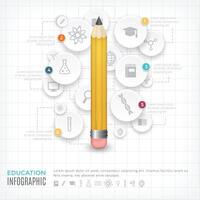 Bildung Infografik Design mit Bleistift Baum und Symbole vektor