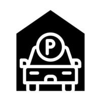 Garage Raum solide Symbol. Parkplatz Gebäude Symbole Symbole Grafik Design. vektor