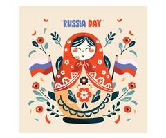 Russland Tag Hintergrund mit Blumen Illustration vektor