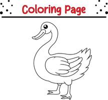 söt Anka färg sida för ungar. djur- färg bok för barn vektor