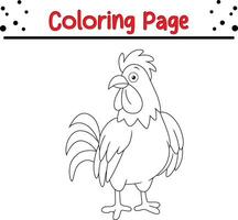 söt tupp färg sida. djur- färg bok för barn vektor