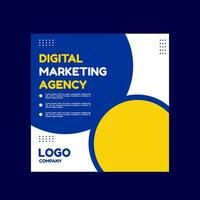 Blau und Gelb Sozial Medien Post Design zum Digital Marketing, kreativ und Versicherung Firmen. vektor