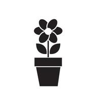 Blume und Blumentopf Silhouette Symbol. vektor