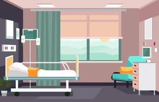 färgrik sjukhus öppenvård rum med säng och hälsa medicinsk utrustning vektor