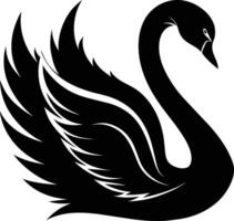 ein schwarz Silhouette von ein Schwan vektor