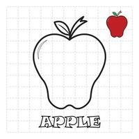 barn färg bok objekt. frukt serier - äpple. fri vektor