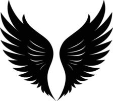 en svart silhuett av en ängel vingar vektor