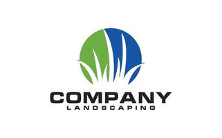Landschaft Logo zum Rasen oder Gartenarbeit Geschäft Design Vorlage vektor