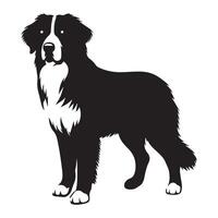 hund - en Berner stående lugnt illustration i svart och vit vektor
