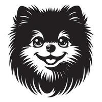 hund ansikte illustration - en roade pomeranian hund ansikte logotyp begrepp design vektor