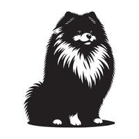 Illustration von ein pommerschen Hund Sitzung im schwarz und Weiß vektor